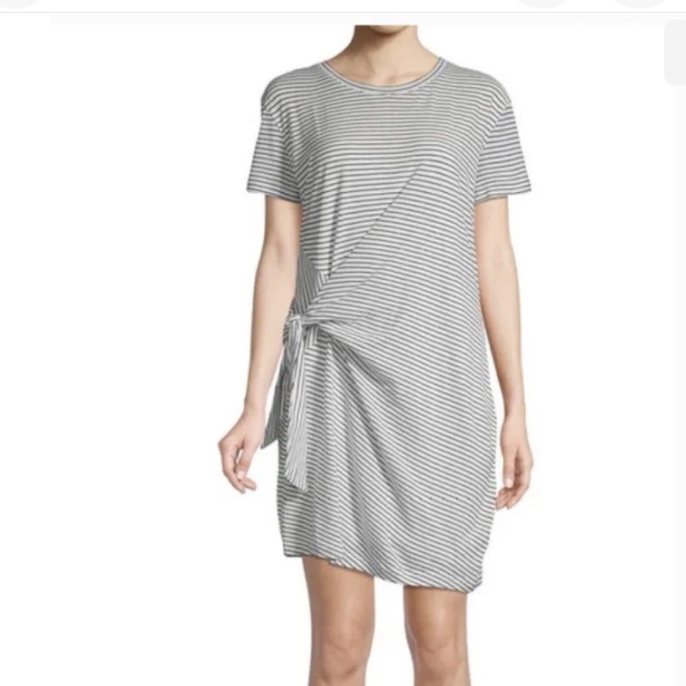 VINCE B/W  Striped Knot Sheath Mini Dress Dress Short Sleeve Size Small
